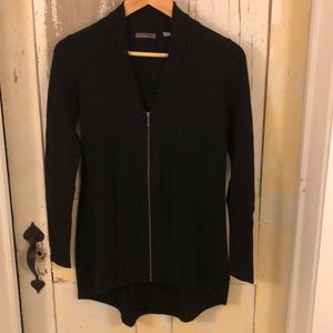 Cullen Cashmere zip up sweater with long back hem